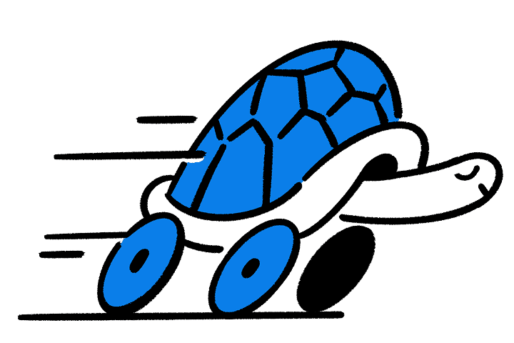 Illustration of a speeding tortoise