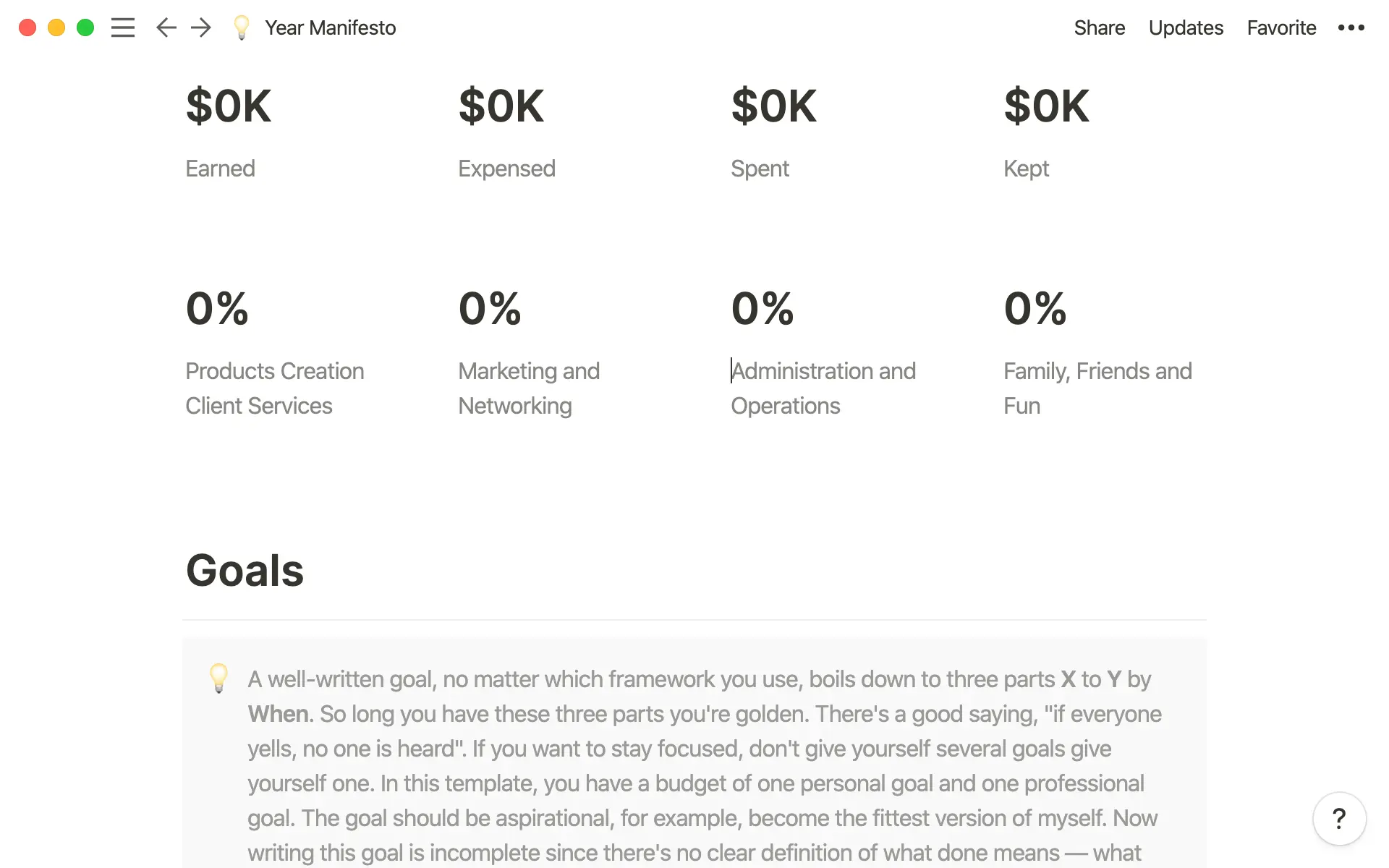 Set goals and create a plan of action using this template.